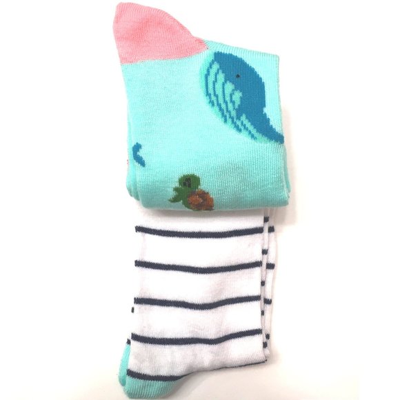 Dolphin Fish Whale Sea Turtle + Striped Socks - Picture 2 of 3